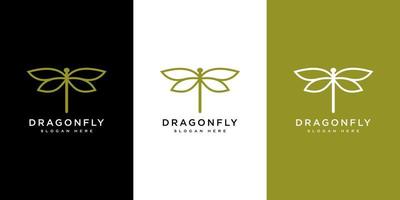 estilo de línea de diseño de vector de logotipo de libélula