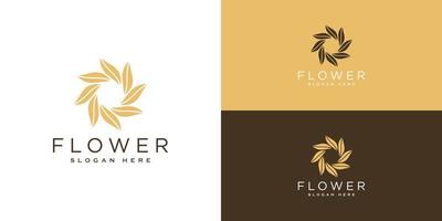 logotipo de lujo de hoja de flor con diseño de tarjeta de visita vector