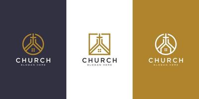 set of church christian logo design vector