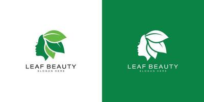 plantilla de diseño de vector de logotipo de belleza de hoja