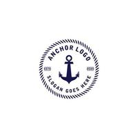 Anchor nautical marine circle seal logo design with text vector