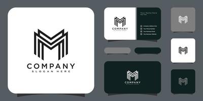 initials letter M logo vector design and business card