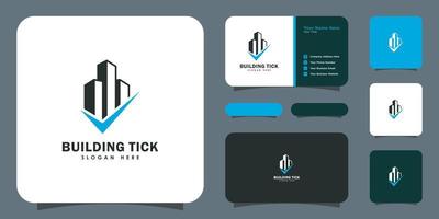 building tick logo vector template and business card