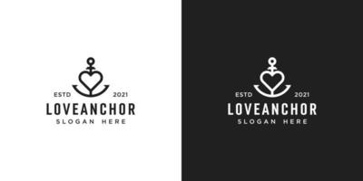 diseño de logotipo de sello marino náutico ancla de amor vector