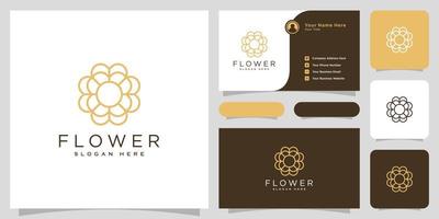 flower logo vector design line style and business card