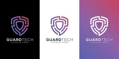 shield security logo design and business card vector