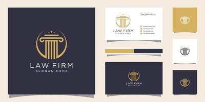 Symbol lawyer attorney advocate template linear style company logotype and business card vector