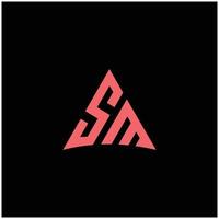 Initial Letter SM Linked Triangle Design Logo vector