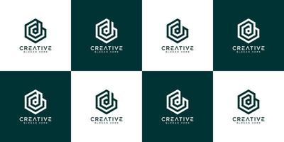Set of initial letter D abstract logo vector template