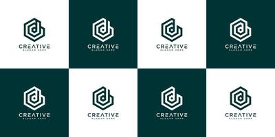 Set of initial letter D abstract logo vector template