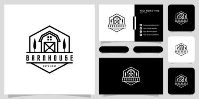 barn house logo vector design emblem line style