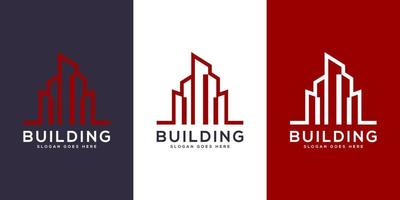 edificio logo diseño vector línea mono