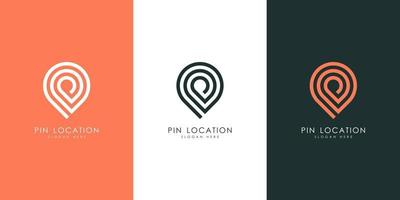 diseño de vector de logotipo de línea de ubicación de pin