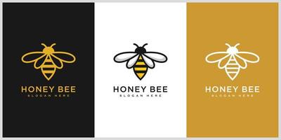 conjunto de vector de logotipo de animales de abeja de miel