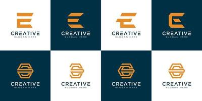 Set of initial letter E logo design template. icons for business of luxury, elegant, simple vector