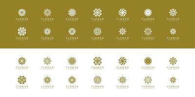 conjunto de plantilla de diseño de vector de logotipo de flor