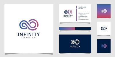 Infinity tech logo with line art style  design template outline color gradient tech template vector