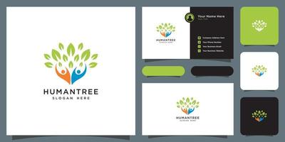 tree combined people concept logo design template vector