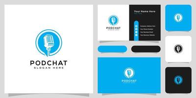 podcast chat logo vector diseño y tarjeta de visita