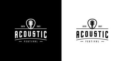 acoustic guitar logo design vector template