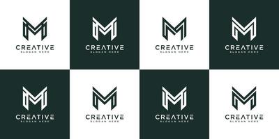 set of initials letter M abstract logo vector design