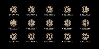 Set of logo letters k,l,m and n with circle style. template vector