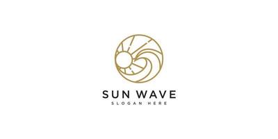 Sunset wave logo design template vector