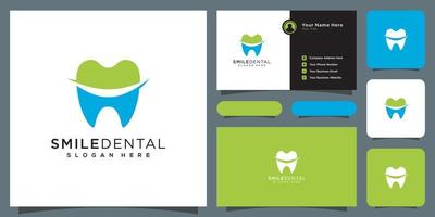 smile dental logo vector design and business card