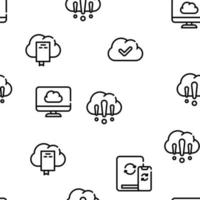 Cloud Service Storage Vector Seamless Pattern