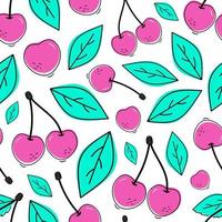 Seamless pattern with juicy cherries vector