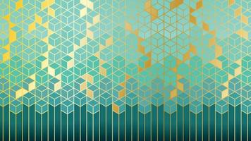 hexagon geometric background pattern teal and metallic gold vector