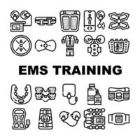 conjunto de iconos de colección de dispositivos de entrenamiento ems vector