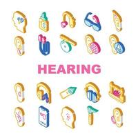 Hearing Equipment Collection Icons Set Vector Illustrations