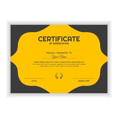 Creative Certificate of Appreciation Award Template with yellow color