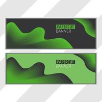 paper cut banner background with black and green color vector