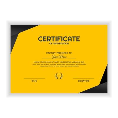 Creative Certificate of Appreciation Award Template with yellow color