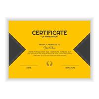 Creative Certificate of Appreciation Award Template with yellow color vector