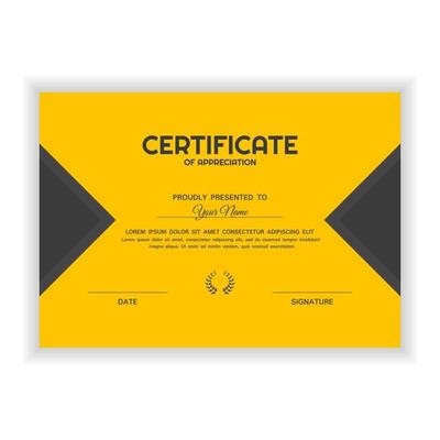 Creative Certificate of Appreciation Award Template with yellow color