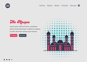 Landing page template of Mosque illustration. Modern flat design concept of web page design for website and mobile website. Easy to edit and customize. Vector illustration. Flat design style