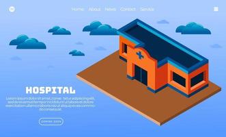 gráfico vectorial ilustrativo del edificio del hospital. estilo isométrico. perfecto para página de inicio web, banner, afiche, etc. vector