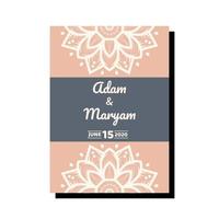 plantillas de tarjetas de invitación de boda con adornos de mandala vector