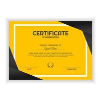 Creative Certificate of Appreciation Award Template with yellow color vector