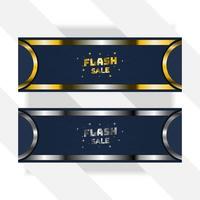 flash sale banner background with gold and silver color gradient, luxury background vector