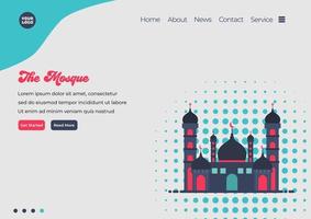 Landing page template of Mosque illustration. Modern flat design concept of web page design for website and mobile website. Easy to edit and customize. Vector illustration. Flat design style