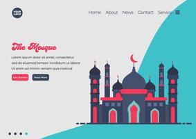 Landing page template of Mosque illustration. Modern flat design concept of web page design for website and mobile website. Easy to edit and customize. Vector illustration. Flat design style