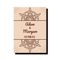 plantillas de tarjetas de invitación de boda con adornos de mandala vector