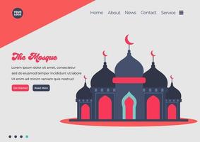 Landing page template of Mosque illustration. Modern flat design concept of web page design for website and mobile website. Easy to edit and customize. Vector illustration. Flat design style