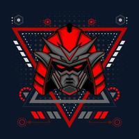 gráfico vectorial ilustrativo del caballero robot cyborg en el fondo de los adornos de geometría sagrada, perfecto para el diseño de camisetas, adhesivos, afiches, mercancías y logotipo de e-sport vector