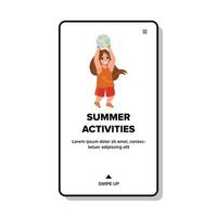 Girl Kid Summer Activities On Playground Vector