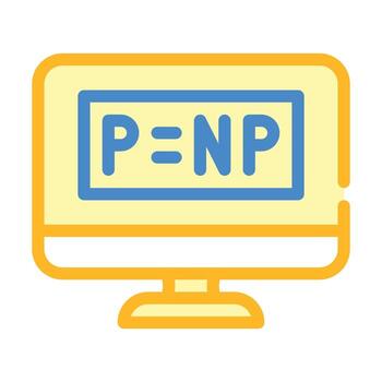 p vs np problema sin resolver en la ilustración de vector de icono de color de informática